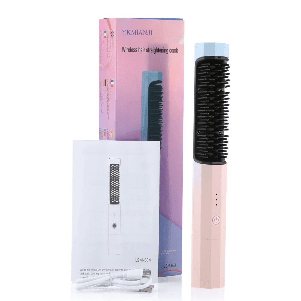 Escova Alisadora 2 em 1 USB Sem Fio - AzulDirecty