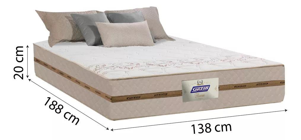 Cama Box Baú Casal Colchão Gazin Molas Flora Bege 138x188x61cm - AzulDirecty