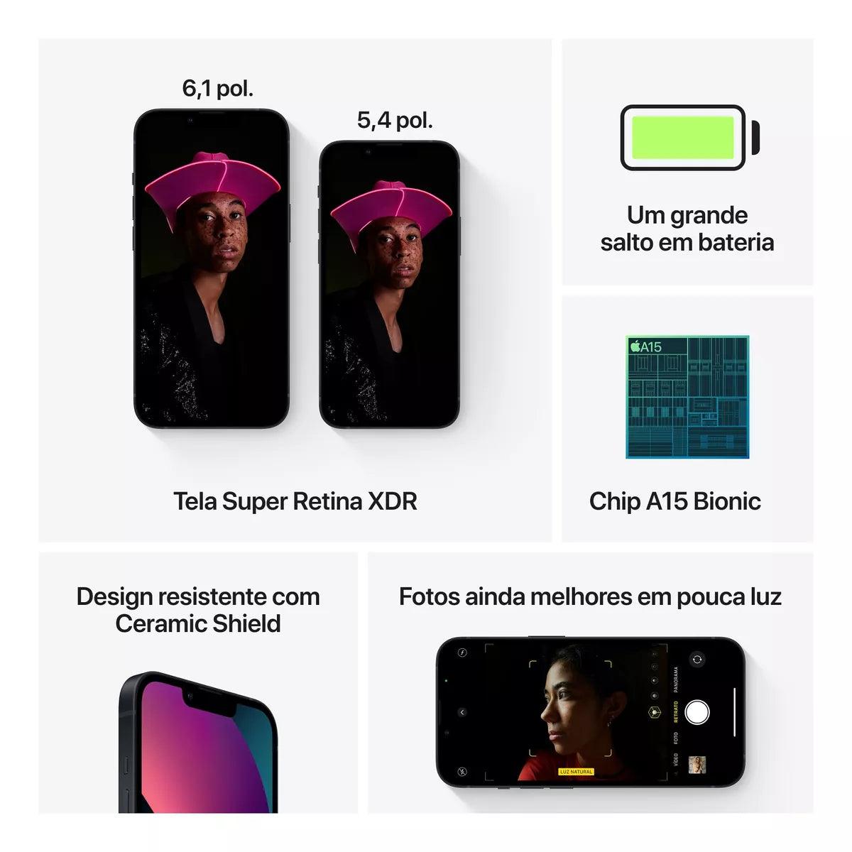 Apple iPhone 13 (128 GB) - Meia noite - AzulDirecty