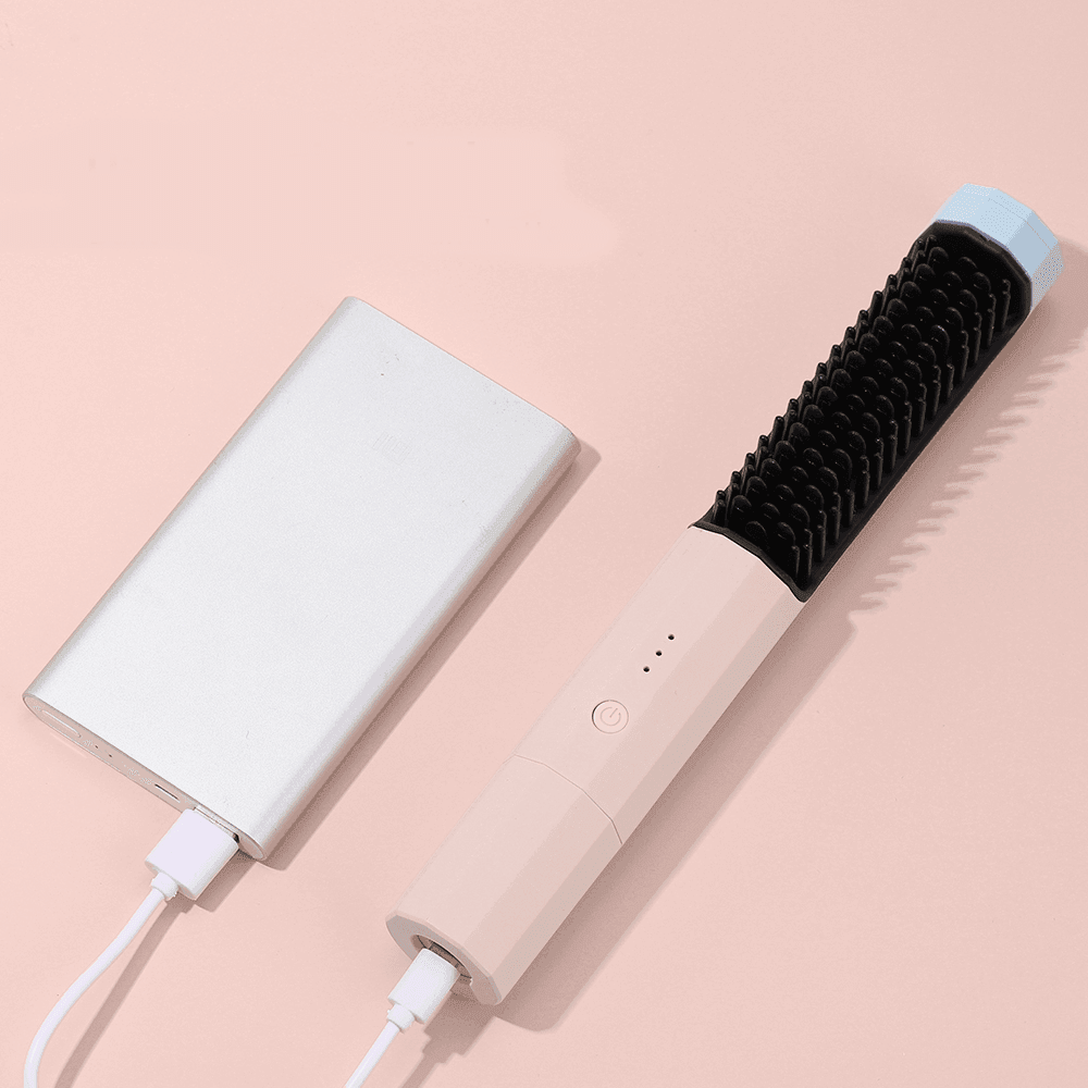 Escova Alisadora 2 em 1 USB Sem Fio - AzulDirecty